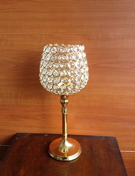 Metal Candle Holder with Crystal Beads (CA-088)