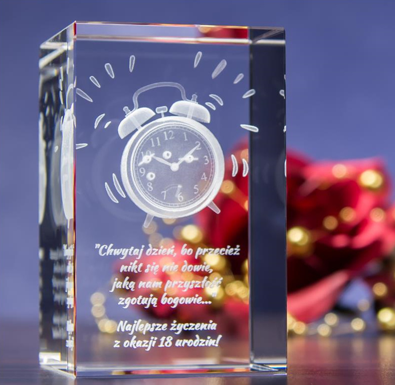 Crystal Cube Clock with 3D Laser Engraing for Crystal Decoration