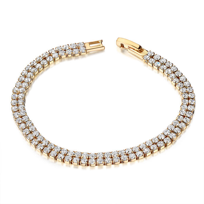 Fashion New Style Yellow Gold Plated Clear Crystal Stone Tennis Bracelets