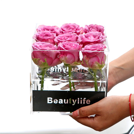 Custom 36 Holes Transparent Acrylic Square Rose Flower Box