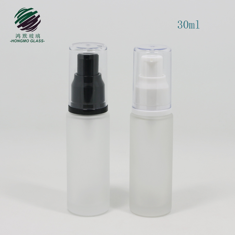 30ml Cosmetic Frosted Glass Lotion Bottle with Plastic Pump