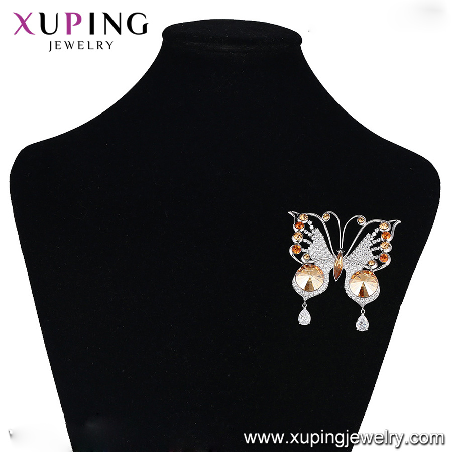 Xuping New Designed Fashion Gold Plated Crystals From Swarovski Butterfly Brooches