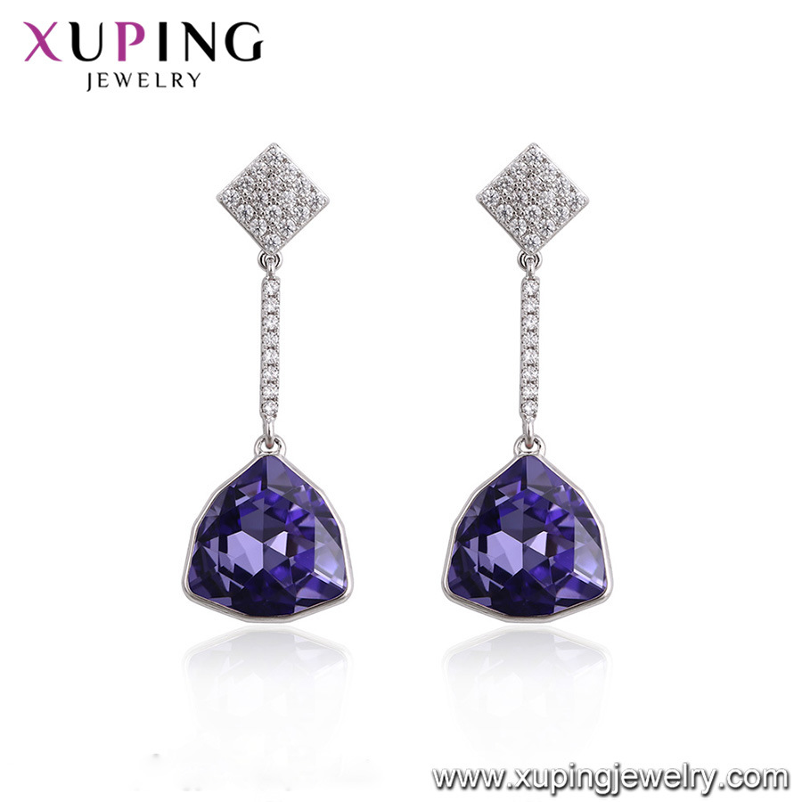 Xuping Ladies Earrings Designs Pictures, Crystals From Swarovski 925 Sterling Silver Color Jewelry, Wedding Aretes