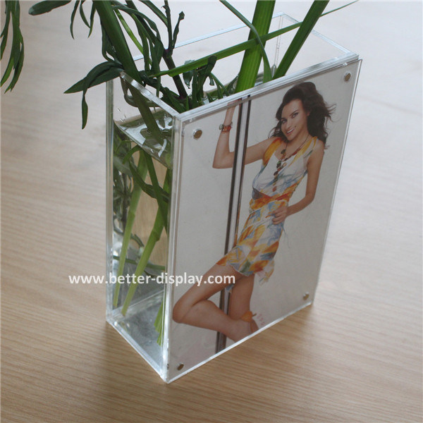 Clear Square Acrylic Crystal Vase with Photo Frame (BTR-Q9029)