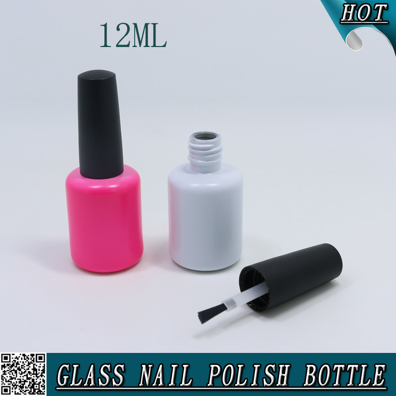 12 Ml Round Empty UV Gel Nail Polish Oil Glass Bottle with Black Lid