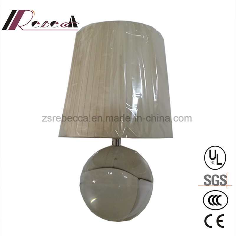Modern Crystal Round Fabric Shade Table Lamp for Bedroom