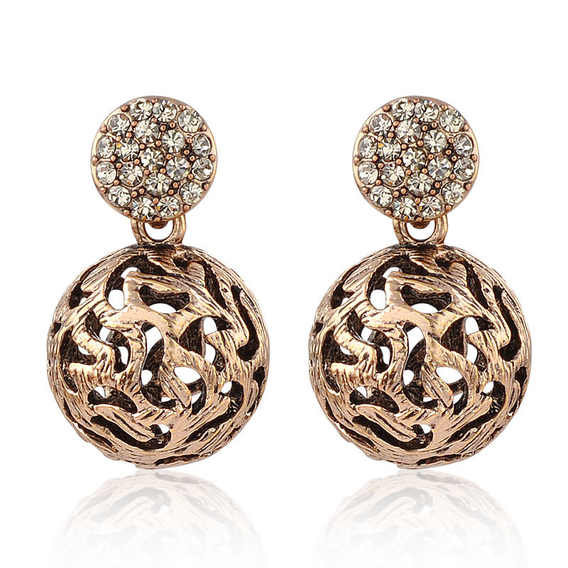Retro Style Costume Gold Fashion Jewelry Ball Earrings