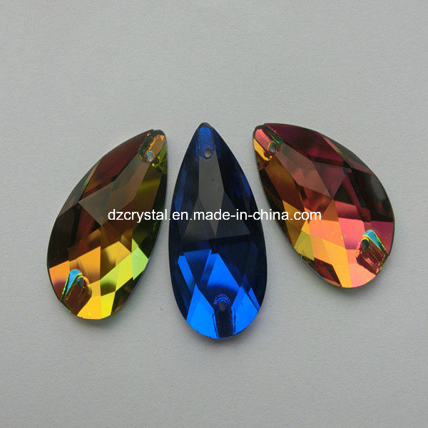 China Wholesale High Refraction Lead Free Machine Cut Decorative Flat-Back Loose Glass Bead with Holes for Dresses
