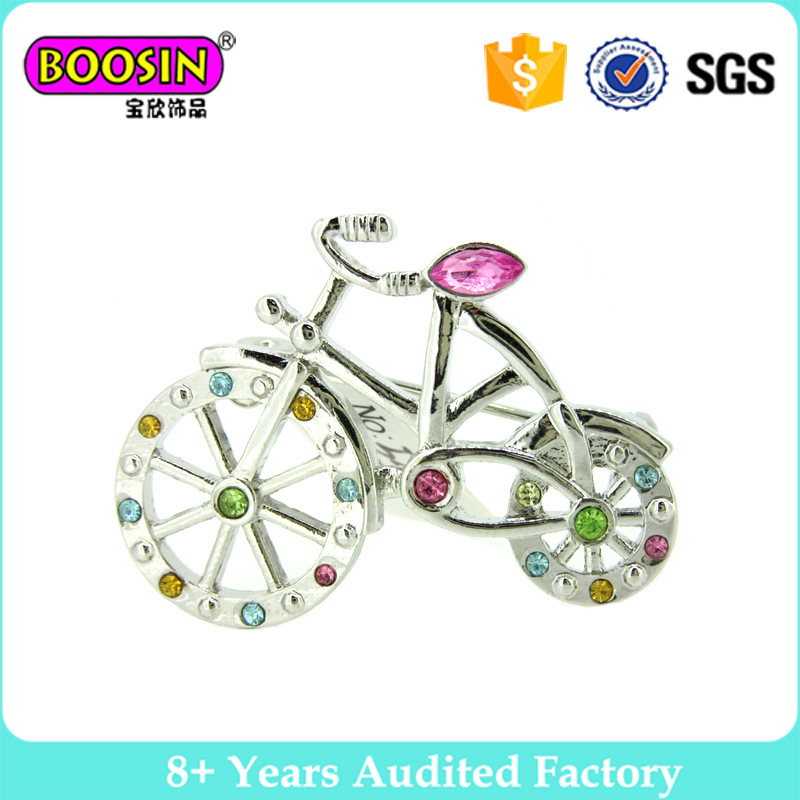 Silver Plated Custom Bicycle Brooch with Colorful Stone