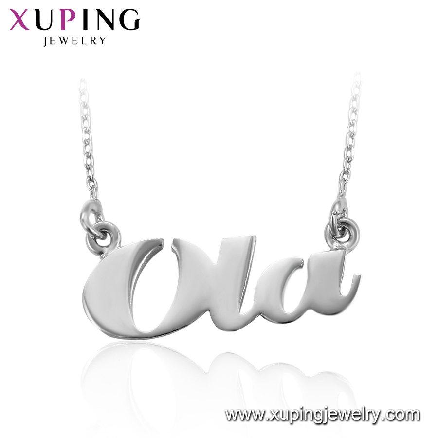 Xuping Fashion Neutral Rhodium Color Words Necklace (40494)