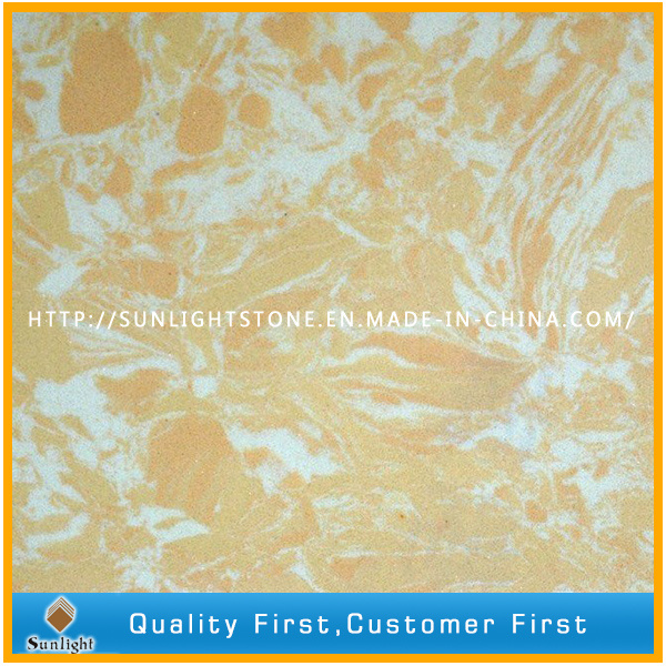 Yellow Engineered Quartz Stone Artificial Marble for Countertops and Worktops