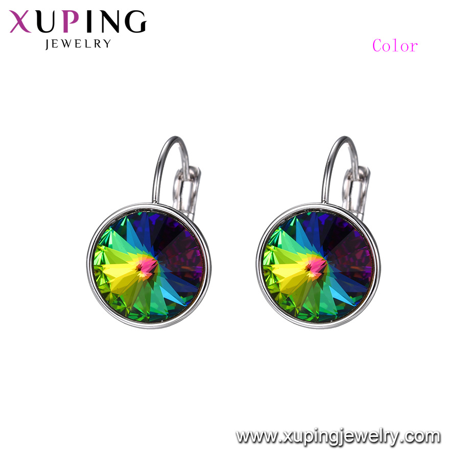 Xuping Imitation American Diamond Hoop Design White Gold Tops Earrings Crystals From Swarovski