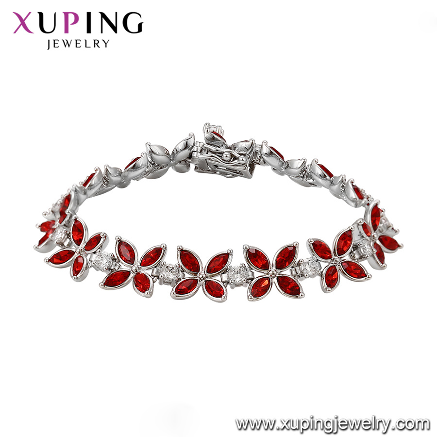 Xuping Ruby Clover Gold Bracelet Making Crystals From Swarovski