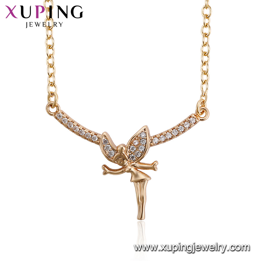 44600 Xuping Vogue 18K Plated Gold Necklace Set Designs Simple Chains Necklace Without Stone