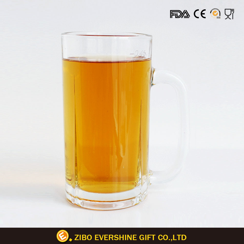 Custom Logo Grind Beer Glass Mug with Handle 500ml