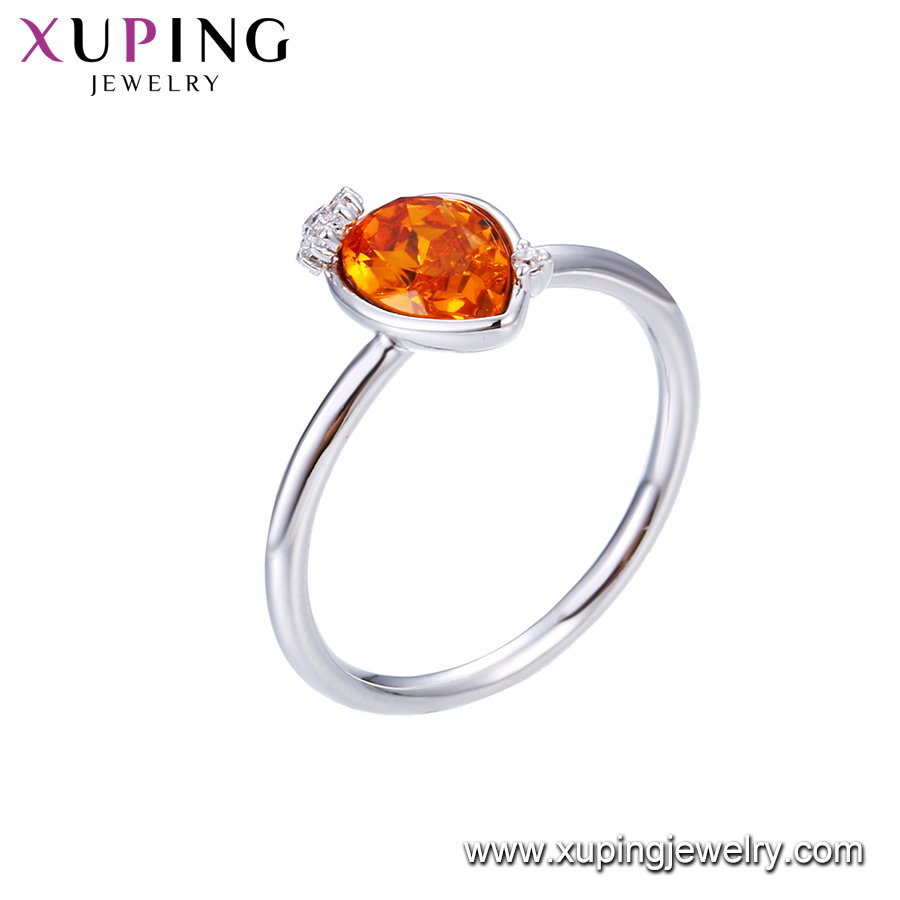 Xuping Simple Shape Single Stone Designs Crystals From Swarovski Modern Ring