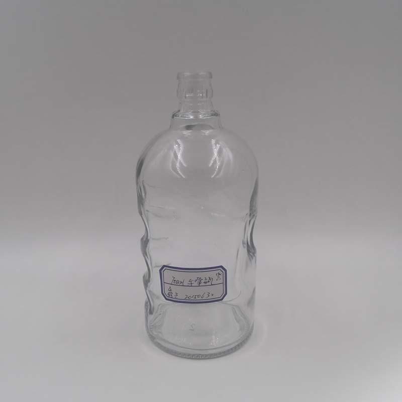 Empty Cylinder Clear Glass Whisky Vodka Liquor Bottle