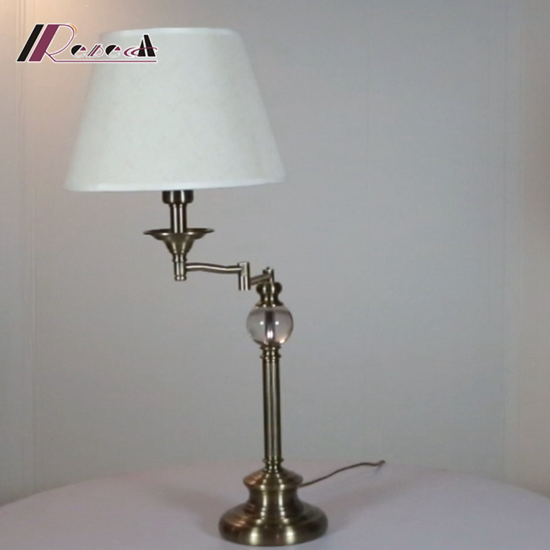 Euro Design Lighti Vintage Crystal Iron Rotary Bedside Table Lamp