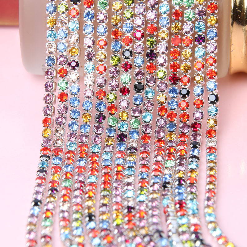 Crystal Diamond Close Rhinestone Cup Chain Trimming Gold Plating Strass Chain Cup Chain