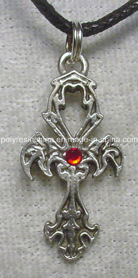 Pewter Cross Pendant (with colorful crystal)
