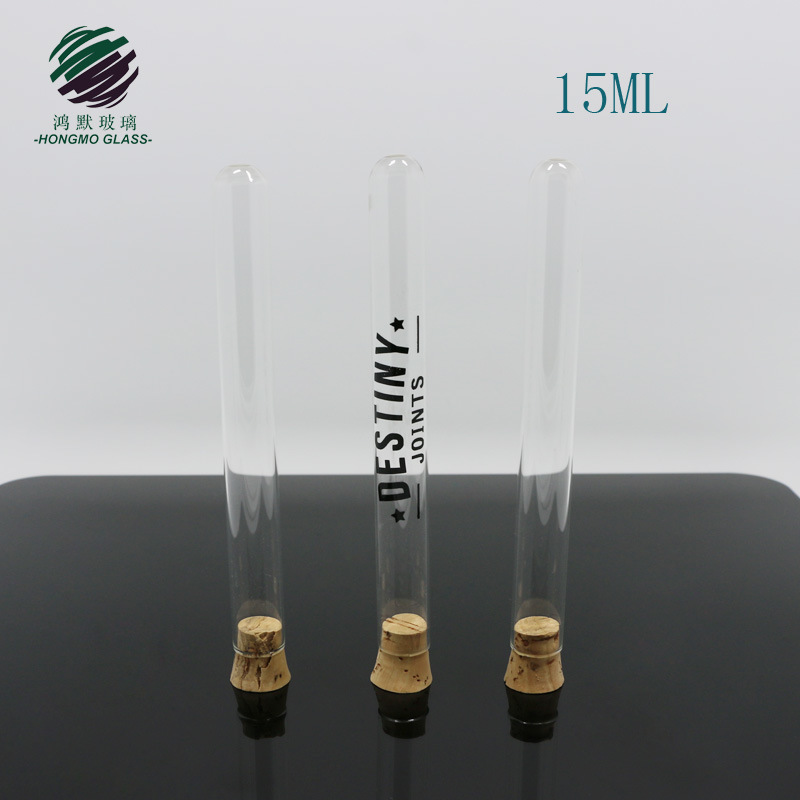 1/2 Oz Round Bottom Clear Tube Glass Vial with Wooden Cork Lid 15ml