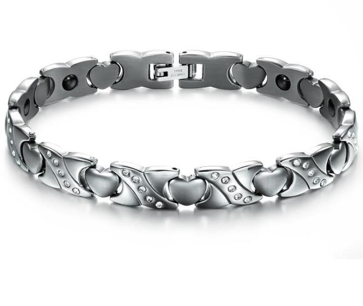 Stainless Steel Women's Health Energy with Magnetic Stone Bracelet Female CZ Crystal Bracelet Bangles in Jewelry