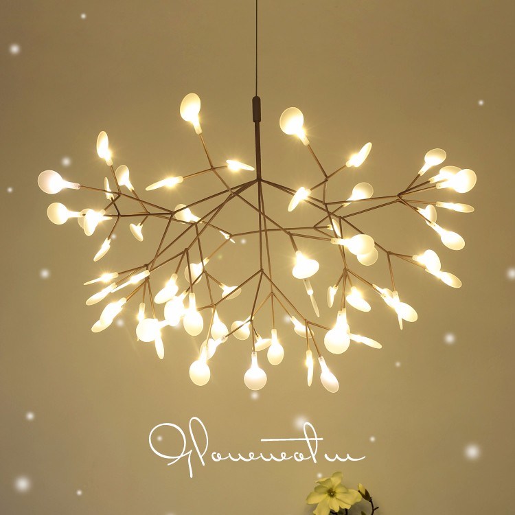 Russian Large Acrylic Fireflies Art LED Lighting Chandelier