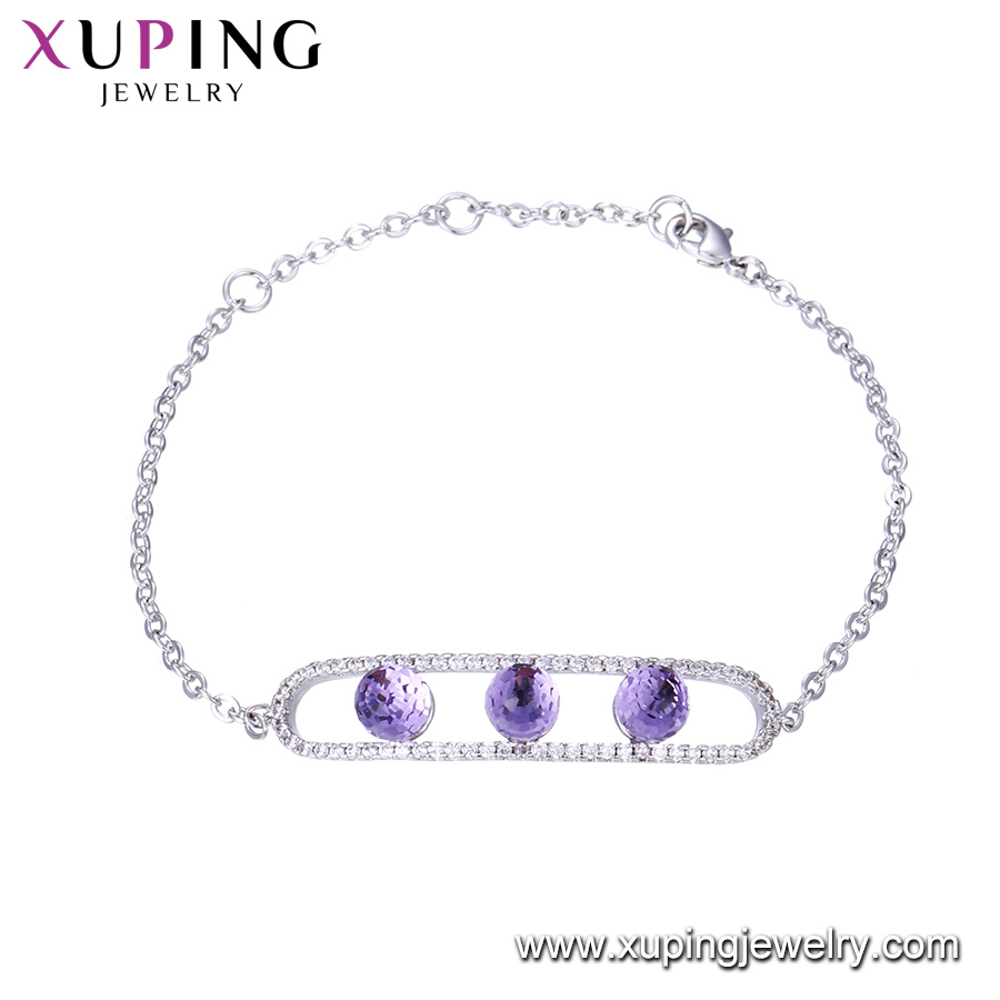 Xuping Fashion Rhodium Color Plated Bracelet, Heart Shape Jewelry Crystals From Swarovski Bracelet
