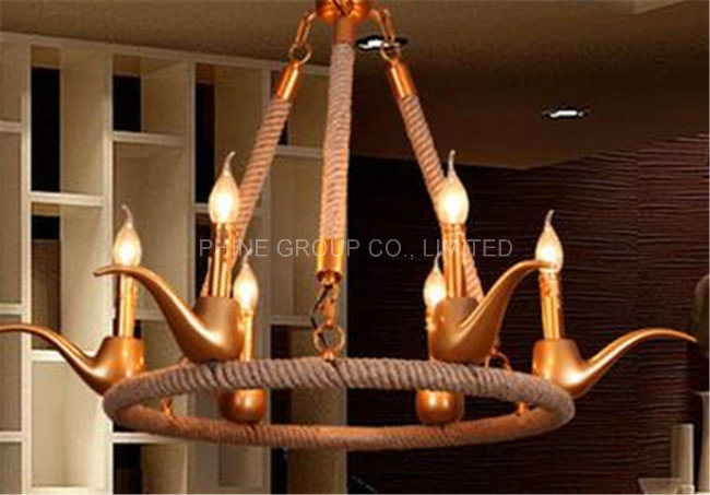 Phine Decorative Metal & Rope Pendant Lamp Interior Lighting