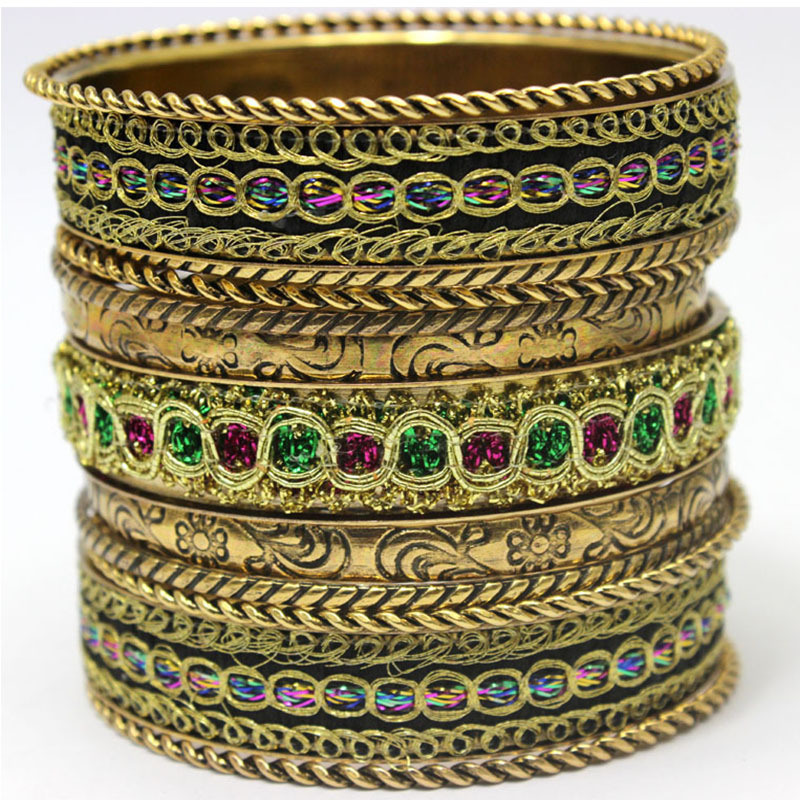 Tassel Wood Beads Crystal Gold Alloy Vintage Jewelry Handmade Statement Bohemia Bracelets
