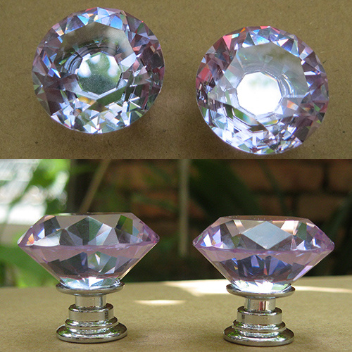 Petty Purple 30mm Crystal Shiny Knobs in Silver