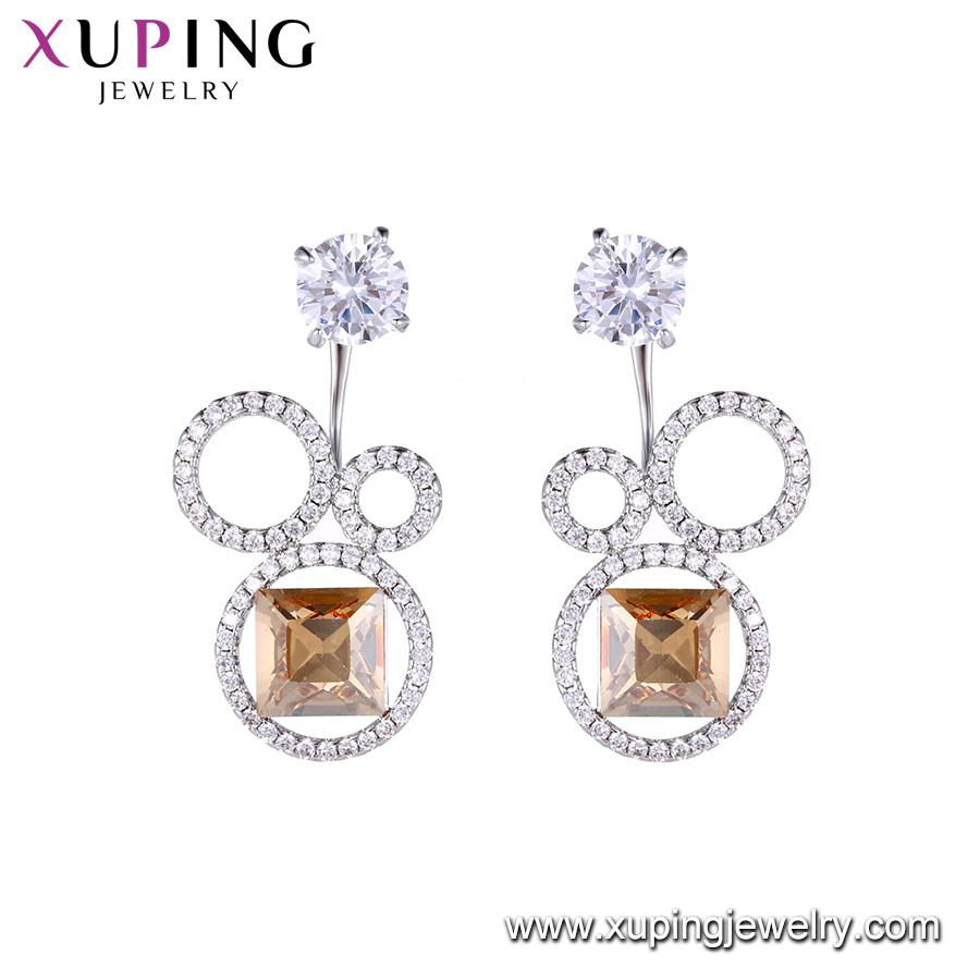 Xuping Fashion Imitation Jewelry Dainty Drop Earrings Made with Crystals From Swarovski