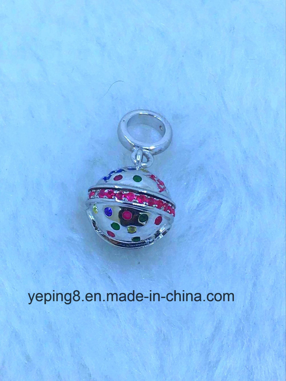 925 Silver Jingle Bell Charm with CZ