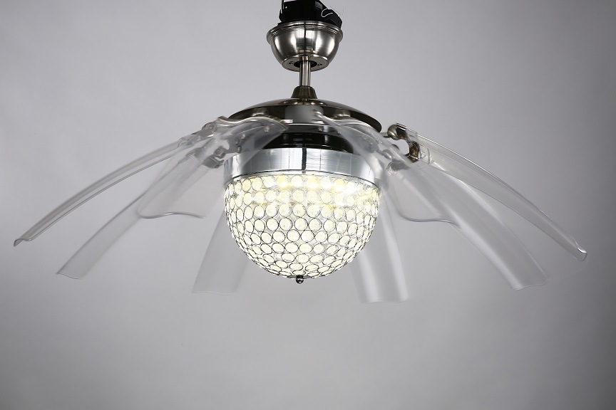 42 Inch Natural Wind Ceiling Fan Light with Crystal Lampshade