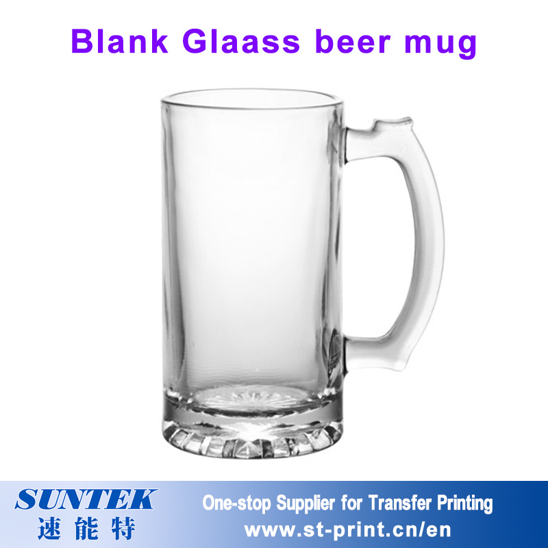 450ml Transparent Glass Beer Mug for Sublimation with Cap