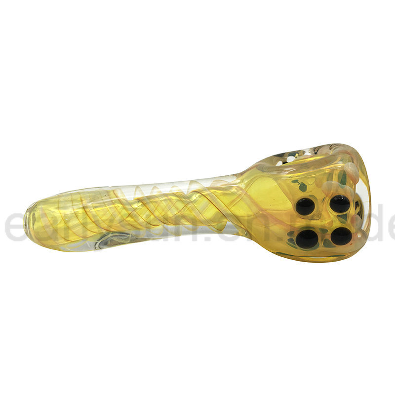 Yellow Stripe Cigarette Smoking Glass Spoon Pipe (ES-HP-397)