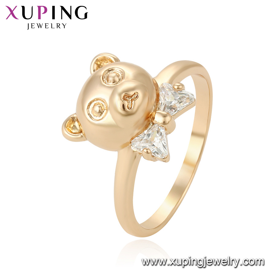 15570 Fashion Gold Plated Bear Shape Animal Diamond Wedding Ring