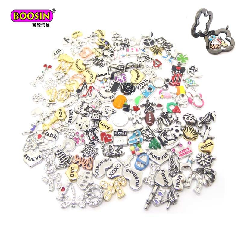 Alloy Resin Mixed Floating Charms Glass Memory Lockets