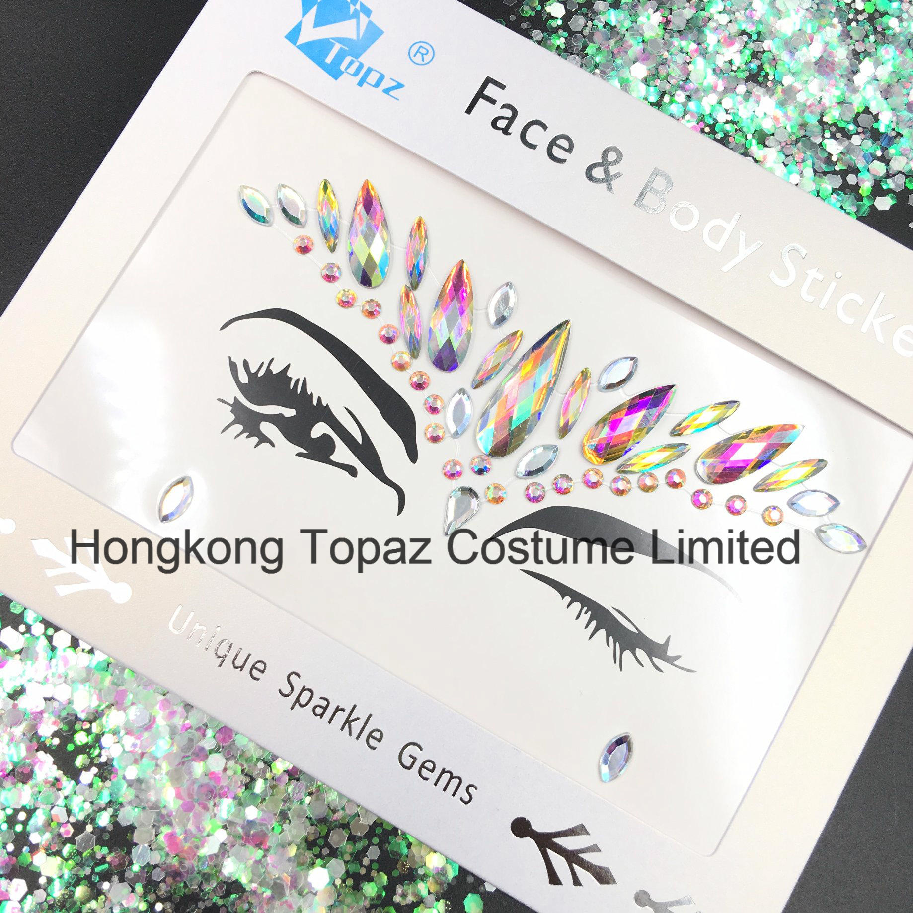 2018 Bling Glitter Eye Skin Sticker Adhesive Acrylic Gem Crystal Diamond Eye & Face Stickers (E52)