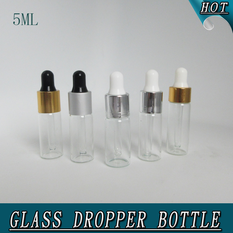 5ml Clear Child Proof Airless Glass Perfume Dropper Bottle