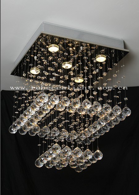 Modern K9 Crystal Chandelier with Stainless Steel Ceiling Plate
