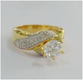 Yellow Gold Plating Silver Ring with CZ