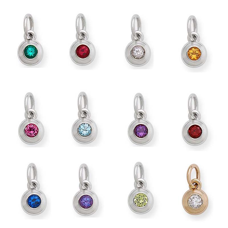 Wholesale Silver Plated Bezel Crystal Birthstone Charms for Initial Necklace