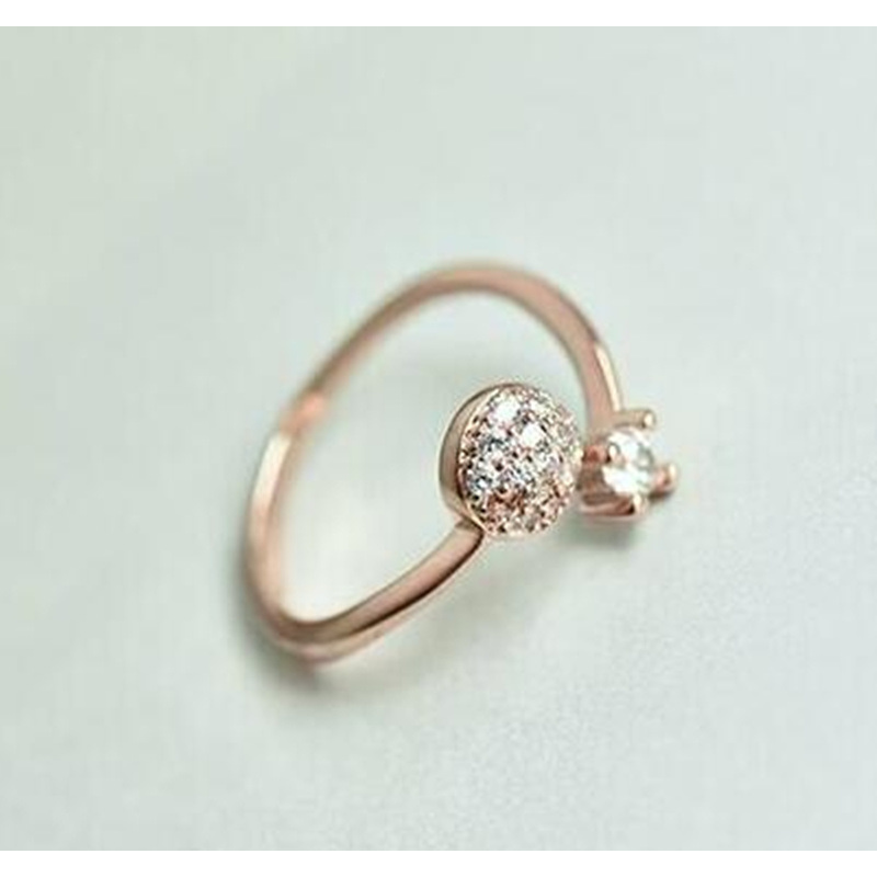 Korean Style Rose Gold Zircon Ring
