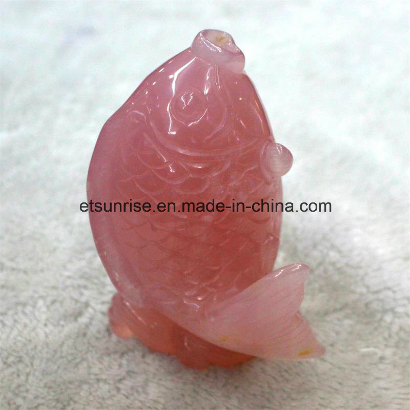 Fashion Semi Precious Stone Natural Crystal Fish Animal Carving Engraving
