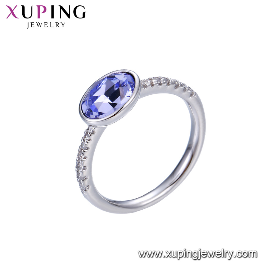 Xuping Silver Color Engagement Simple Gold Ring Designs Crystals From Swarovski