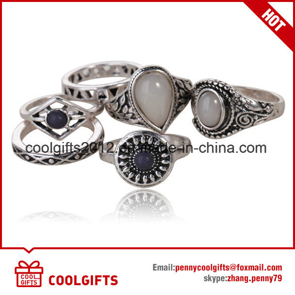 Round Silver Diamond Jewelry Cat's Eye Ring Set for Gift