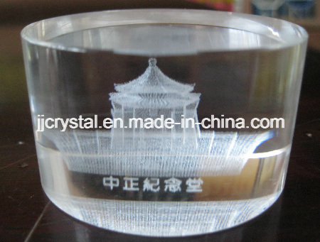 Crystal Glass Laser Engraving Cylinder for Paperweight or Table Decoration