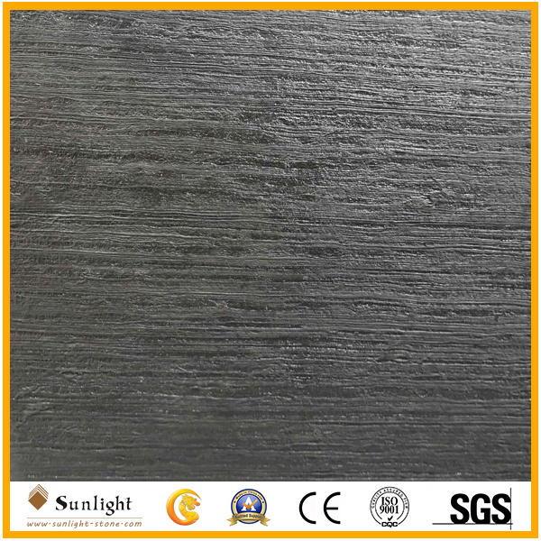 Cheap Chinese Acid Washing Surface Imperial Black Wood Grainy Marble