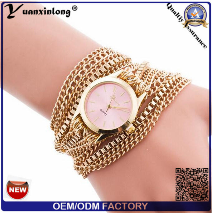 Yxl-774 Lady Fashionable Chains Leather Wrap Watch Long Strap Watches